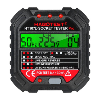HABOTEST TESTER GNIAZDA ELEKTRYCZNEGO Z WYŚWIETLACZEM CYFROWYM DO 220V 230V