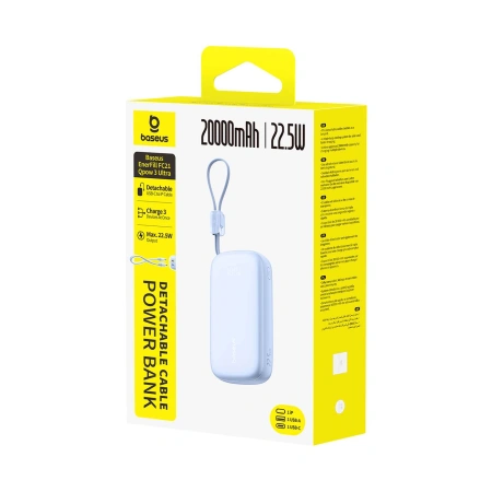Powerbank Baseus EnerFill FC21 Qpow 3 Ultra 20000mAh 22.5W z wyświetlaczem z dołączonym kablem - niebieski