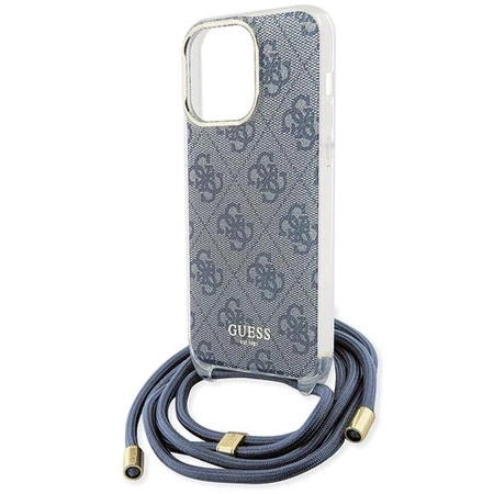 Etui Guess Crossbody Cord 4G Print na iPhone 15 Pro - niebieskie
