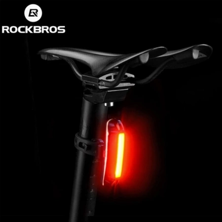 Lampka rowerowa tylna Rockbros A54BK + kabel micro USB - USB-A - czarna