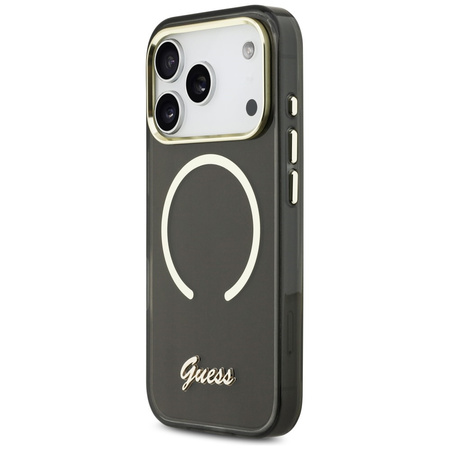 Etui Guess IML Script Metal MagSafe do   iPhone 17 Pro Max czarny