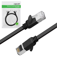 Ugreen płaski kabel przewód internetowy sieciowy Ethernet patchcord RJ45 Cat 6 UTP 1000 Mbps 1 m czarny (NW101 50184)