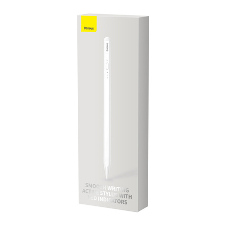 Baseus Smooth Writing Active Stylus rysik ze wskaźnikiem LED do iPad biały + kabel zasilający USB-C 3A 0.3m i wymienna końcówka Active (SXBC000202)