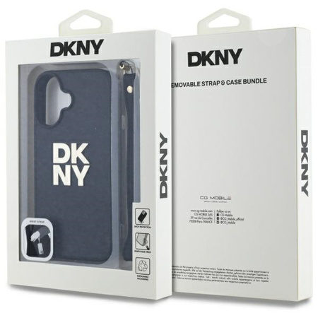 DKNY ETUI HARDCASE DO IPHONE 16 6.1 Z PASKIEM NA RĘKĘ I DESIGNERSKIM LOGO