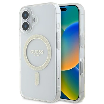 GUESS POKROWIEC HARDCASE IML GLITTER CIRCLE DO IPHONE 16 6.1 Z DO MAGSAFE