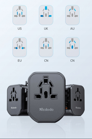 MCDODO SZYBKA ŁADOWARKA ADAPTER PRZEJŚCIÓWKA ANGIELSKA WTYCZKA USA UK EU US