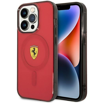 Etui Ferrari FEHMP14XURKR na iPhone 14 Pro Max 6.7" - czerwone Translucent Magsafe