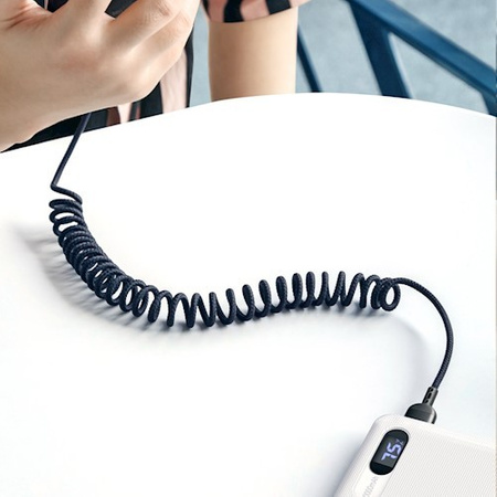 MCDODO KABEL USB-C SPIRALNY SPRĘŻYNOWY SZYBKIE ŁADOWANIE USB TYP C LED 2M
