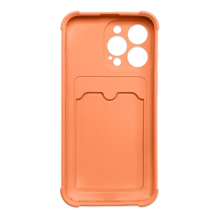 Card Armor Case etui pokrowiec do iPhone 12 Pro Max portfel na kartę silikonowe pancerne etui Air Bag pomarańczowy