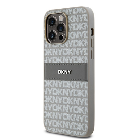 DKNY ETUI HARDCASE LEATHER MONO STRIPE DO IPHONE 14 PRO MAX 6.7 Z METALOWYM
