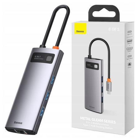 BASEUS HUB 6W1 PRZEJŚCIÓWKA USB-C DO MACBOOKA 3X USB 3.0 HDMI PD ETHERNET