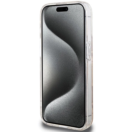 Etui Guess IML GCube MagSafe na iPhone 15 Pro - brązowe
