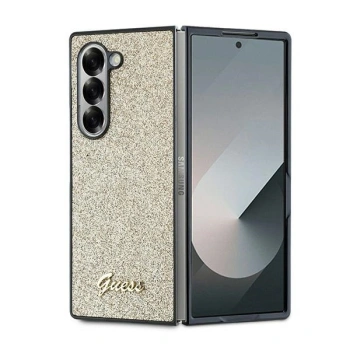 GUESS ETUI HARDCASE DO SAMSUNG GALAXY Z FOLD6 F956 GLITTER SCRIPT ZŁOTY