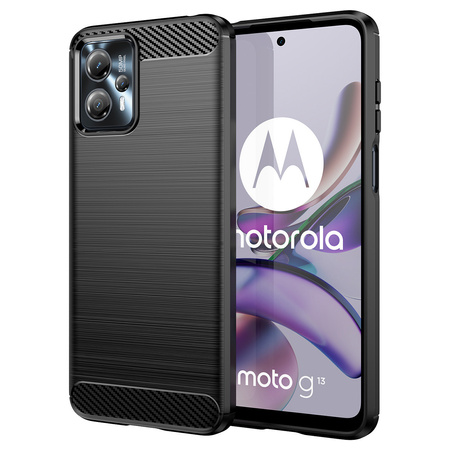 Carbon Case etui do Motorola Moto G53 / G13 elastyczny silikonowy karbonowy pokrowiec czarne