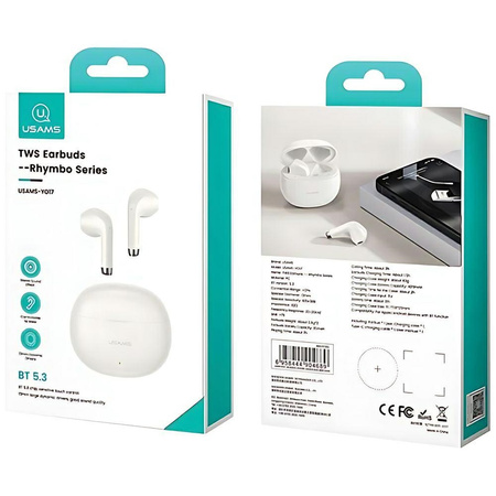 USAMS SŁUCHAWKI BEZPRZEWODOWE TWS DO TELEFONÓW APPLE XIAOMI Z BLUETOOTH 5.3