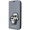 Etui Karl Lagerfeld KLBKP14LSANKCPG na iPhone 14 Pro bookcase - srebrne Saffiano Karl&Choupette