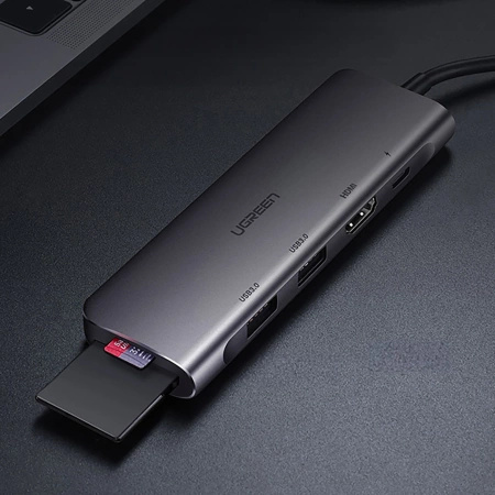 UGREEN ADAPTER 6W1 USB-C HDMI 2X USB-A 3.0 DO MACBOOKA IPHONE CZYTNIK SD TF