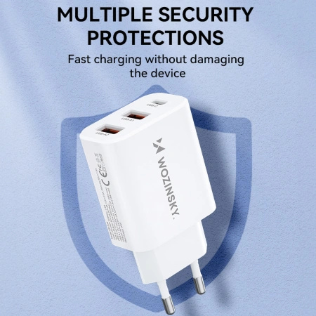 WOZINSKY ŁADOWARKA USB-C 30W 2 X USB-A DO TELEFONÓW I TABLETÓW Z FUNKCJĄ PD