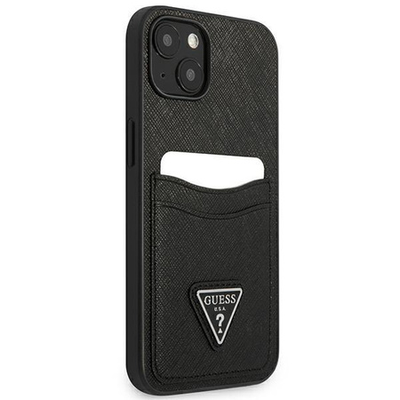Guess GUHCP13SPSATPK iPhone 13 mini 5,4" czarny/black hardcase SaffianoTriangle Logo Cardslot