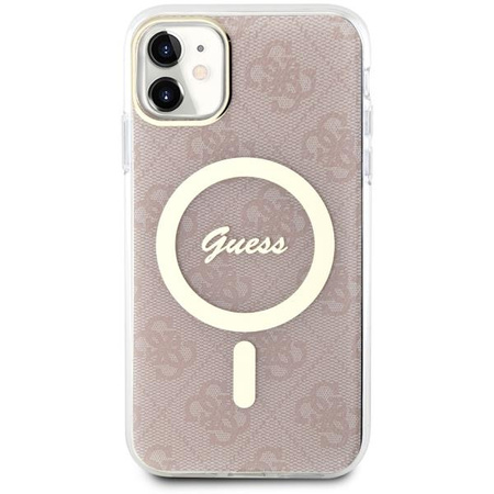 Etui Guess GUHMN61H4STP na iPhone 11 - różowe 4G MagSafe