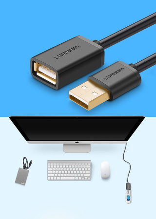 Ugreen kabel przewód przejściówka USB (żeński) - USB (męski) 2m czarny (10316)