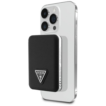 Powerbank indukcyjny Guess Grained Triangle 5000mAh 15W USB-C MagSafe czarny