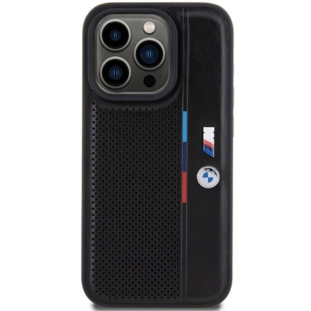 Etui BMW Perforated Tricolor Line na iPhone 15 Pro Max - czarne