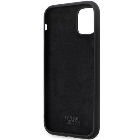 Etui Karl Lagerfeld KLHCN61SMHKNPK na iPhone 11 / Xr - czarne Silicone Ikonik Metal Pin