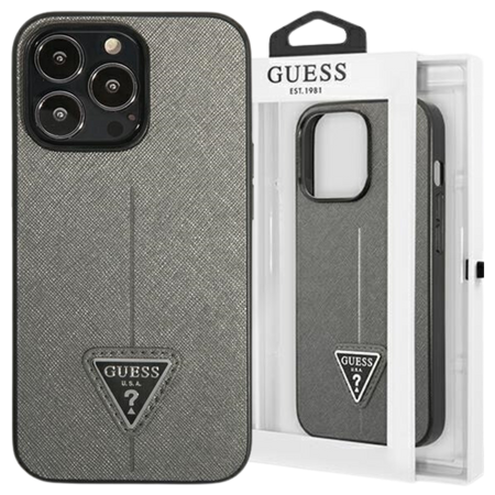 GUESS ETUI DO IPHONE 13 PRO MAX 6,7 Z TWARDEJ SKÓRY SAFIANO TRIANGLE LOGO