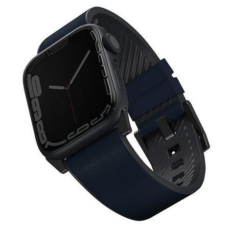 UNIQ pasek Straden Apple Watch Series 4/5/6/7/8/SE/SE2/Ultra 42/44/45mm. Leather Hybrid Strap niebieski/blue