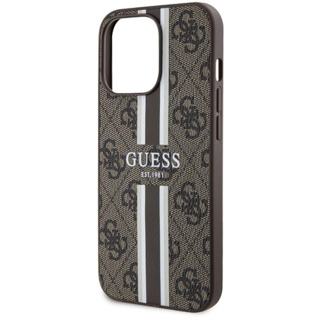 Etui Guess GUHMP13XP4RPSW na iPhone 13 Pro Max 6.7" - brązowe 4G Printed Stripes MagSafe