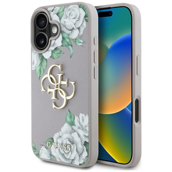GUESS CASE DO IPHONE 16 GRINDED ROSES Z LOGO 4G OCHRONA PRZED USZKODZENIAMI
