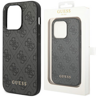 Etui Guess GUHCP14SG4GFGR na iPhone 14 - szare 4G Metal Gold Logo