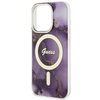Etui Guess GUHMP14LHTMRSU na iPhone 14 Pro purpurowy/purple hardcase Golden Marble MagSafe