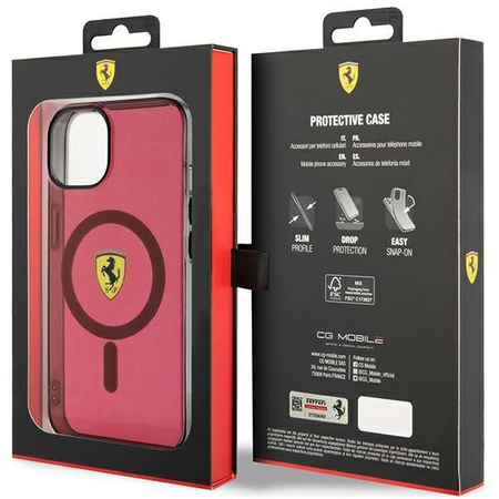 Etui Ferrari FEHMP14SURKR na iPhone 14 - czerwone Translucent Magsafe