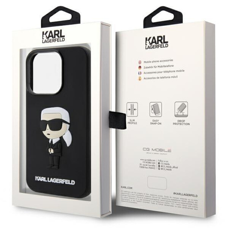 Etui Karl Lagerfeld KLHCP14L3DRKINK na iPhone 14 Pro - czarne Rubber Ikonik 3D