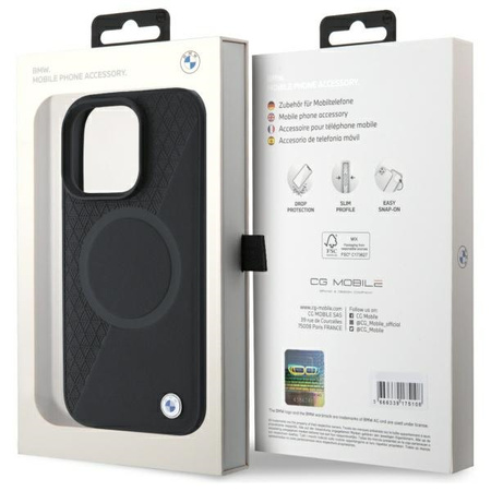 BMW BMHMP16X23RTPK iPhone 16 Pro Max     6.9 czarny/black hardcase Sign Leather Half Textured And Circle MagSafe