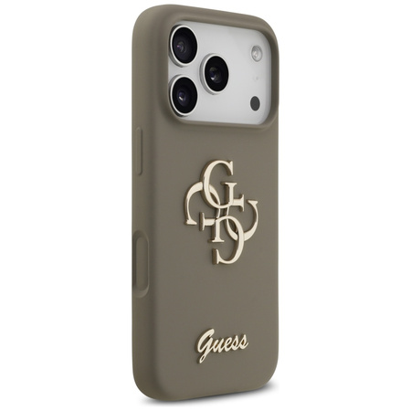 Etui Guess Silicone Big 4G Script do     iPhone 17 Pro brązowy