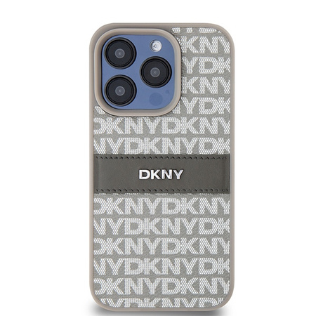 DKNY ETUI HARDCASE LEATHER MONO STRIPE DO IPHONE 15 PRO 6.1 Z LOGO