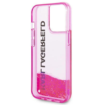 Etui Karl Lagerfeld KLHCP14LLCKVF na iPhone 14 Pro - różowe Liquid Glitter Elong