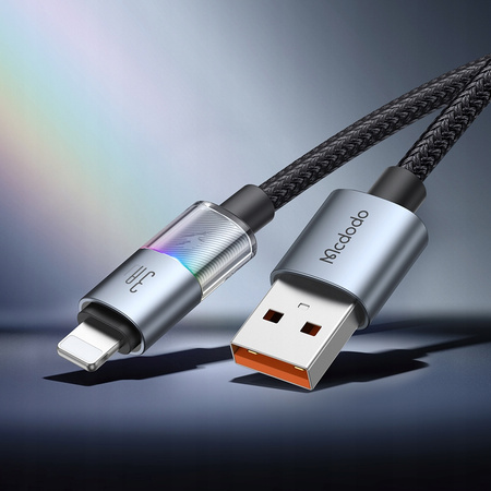 MCDODO KABEL USB SZYBKIE ŁADOWANIE DO IPHONE LIGHTNING 3A 36W 1M LED CZARNY