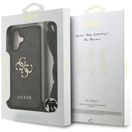 Etui Guess 4G Big Logo Cord Stap         Crossbody do iPhone 17 czarny