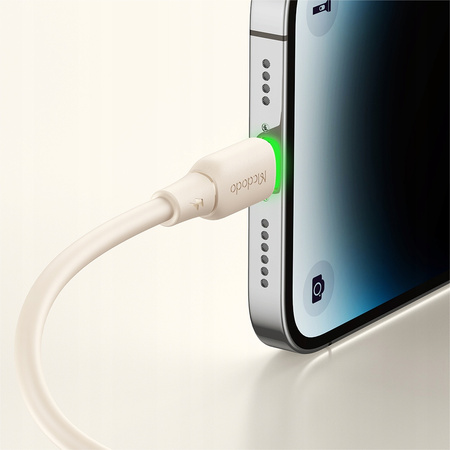 MCDODO ŁADOWARKA KABEL USB-C LIGHTNING SZYBKIEGO ŁADOWANIA DO IPHONE 1M LED BEŻOWY