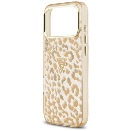 Etui Guess Leopard Glitter MagSafe do    iPhone 17 Pro Max brązowy