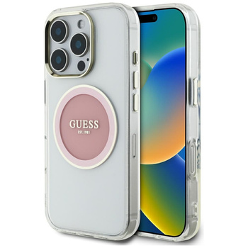 GUESS ETUI MAGNETYCZNE DO IPHONE 16 PRO MAX LOGO METALOWE KOŁO DO MAGSAFE