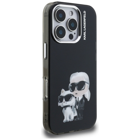 Etui Karl Lagerfeld IML Aquarelle Karl   & Choupette & Logo do iPhone 16 Pro czarny