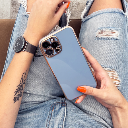 Lighting Color Case etui do iPhone 13 Pro żelowy pokrowiec ze złotą ramką niebieski