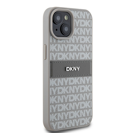 DKNY CASE DO IPHONE 15 PLUS 14 PLUS Z LOGO MONO STRIPE I METALOWYM AKCENTEM