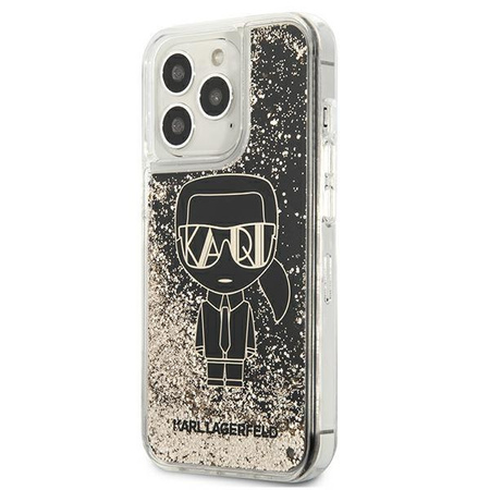 Etui Karl Lagerfeld KLHCP13LLGGKBK na iPhone 13 Pro/ 13 - czarne Liquid Glitter Gatsby