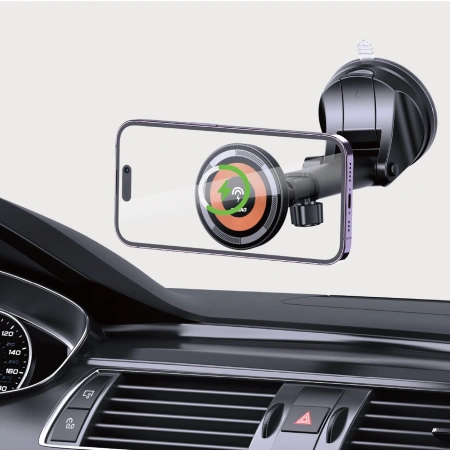 Uchwyt samochodowy Dudao F12MAX+ z ładowarką bezprzewodową 15W kompatybilny z Magsafe - czarny